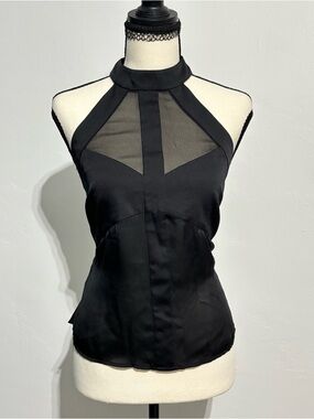 BCBGMaxAzria Black Sheer Halter Top